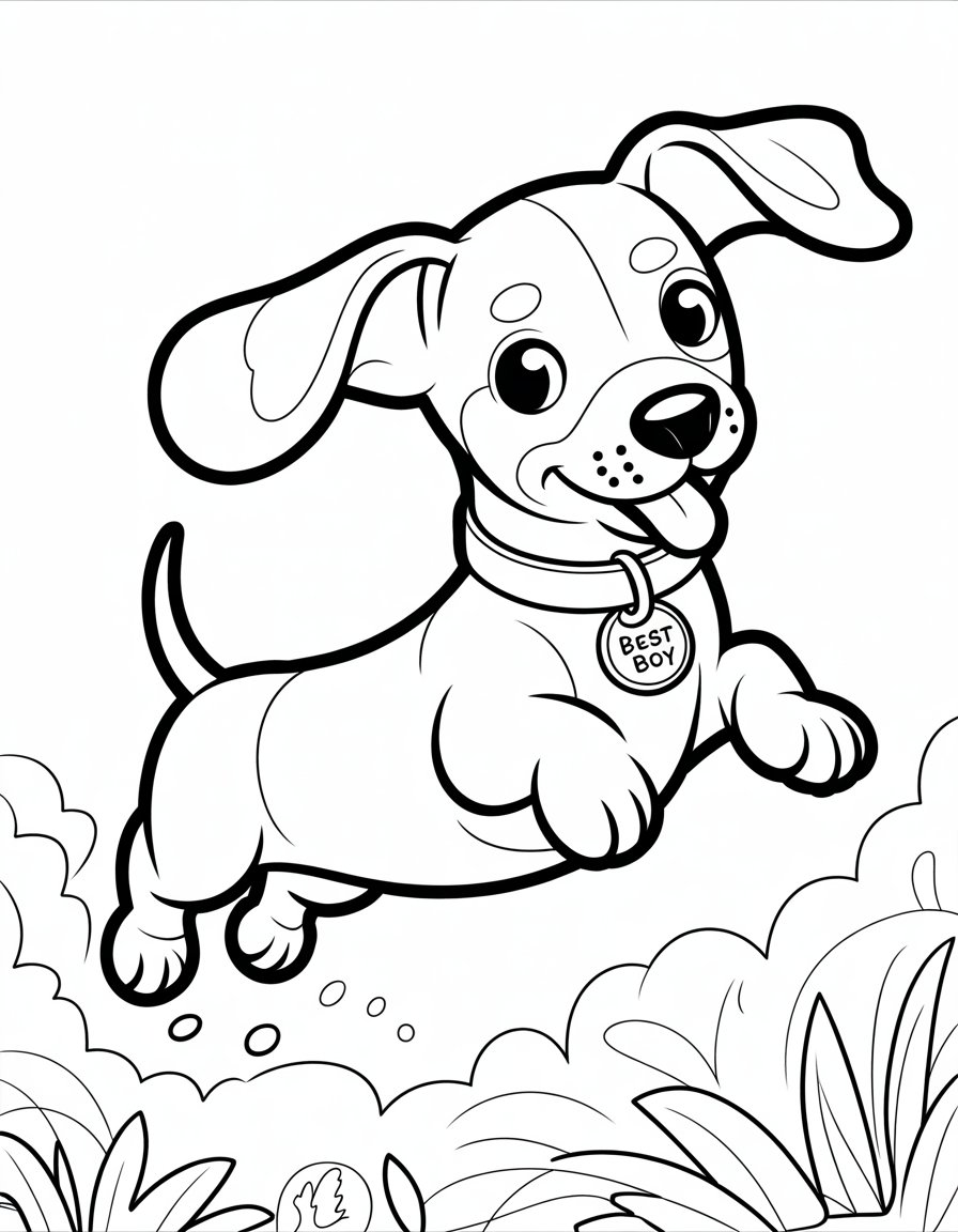 dachshund dog coloring page
