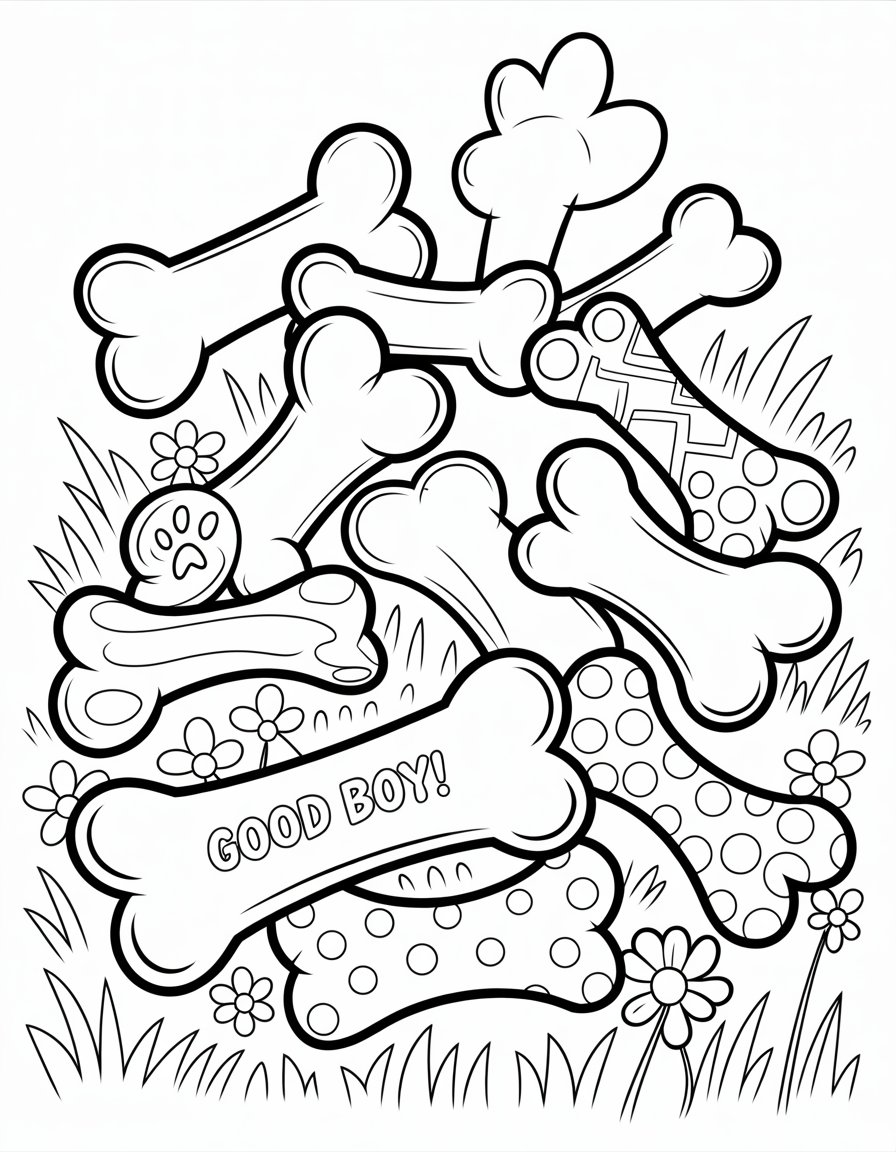 dog bones coloring page