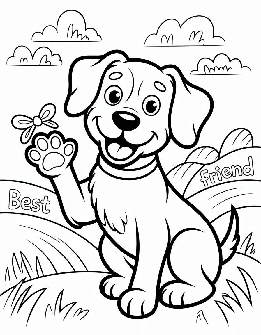 dog coloring page for kids