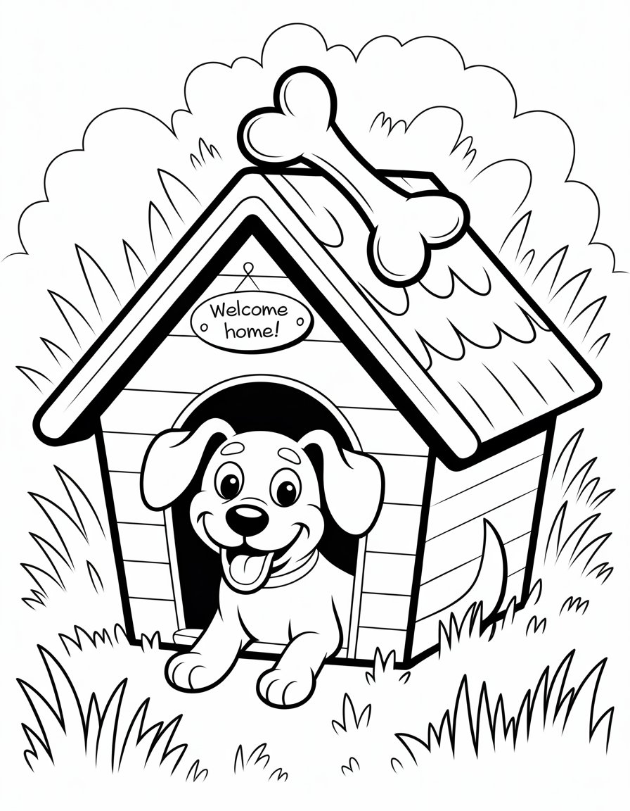dog house coloring page