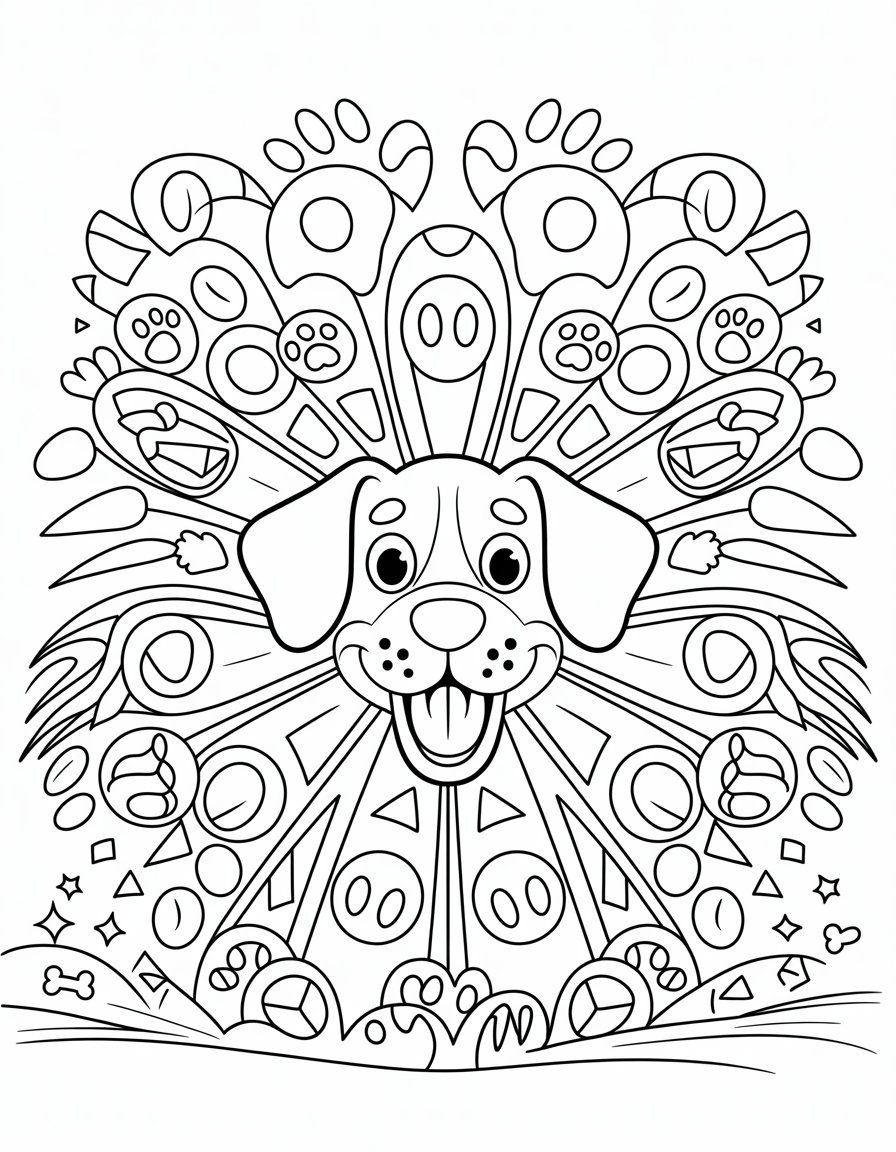 dog mandala coloring page