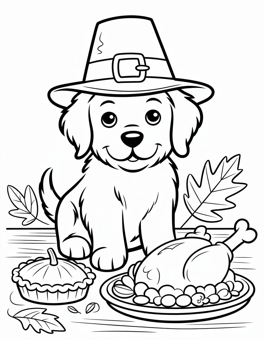 dog thanksgiving coloring page