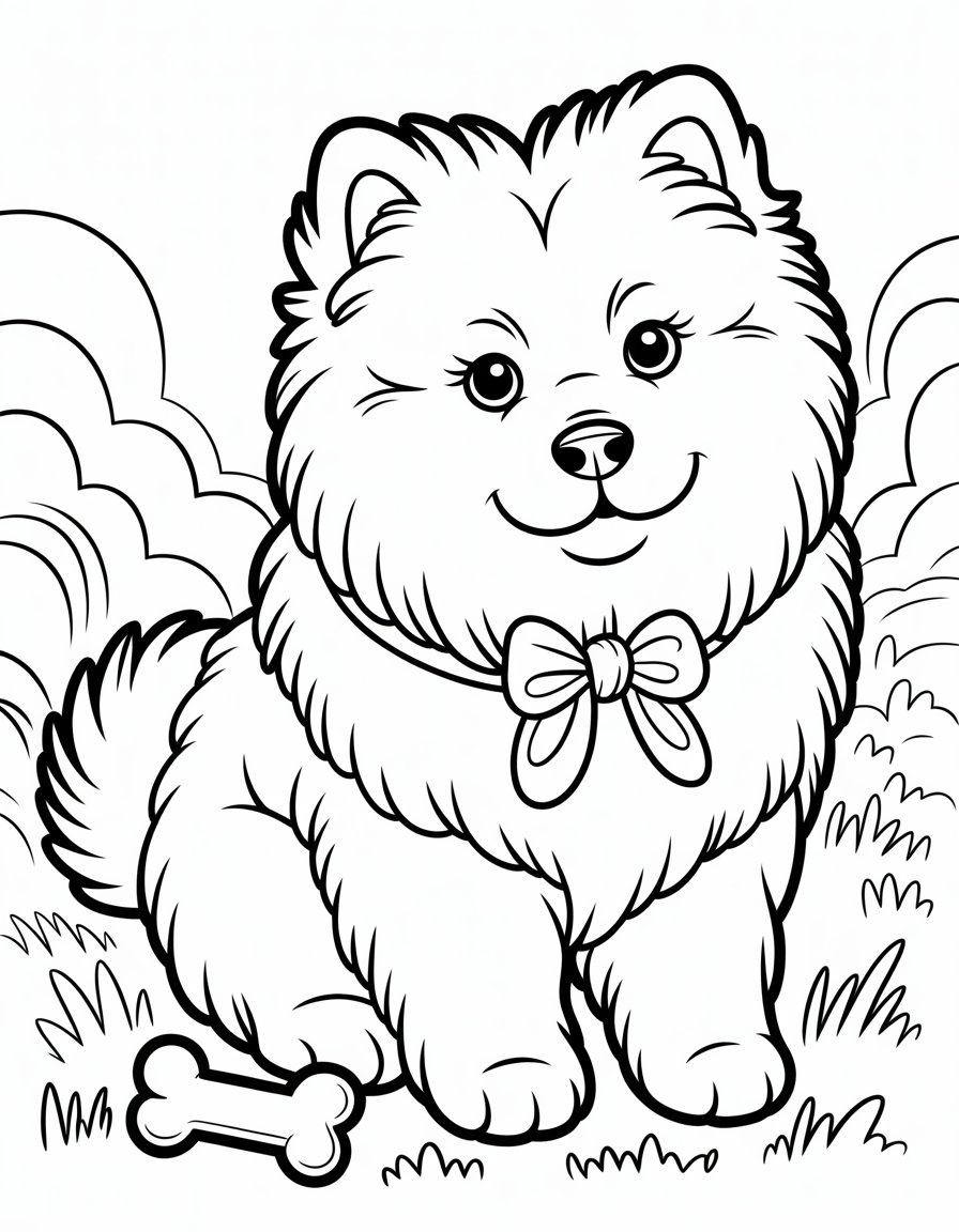 fluffy dog coloring page