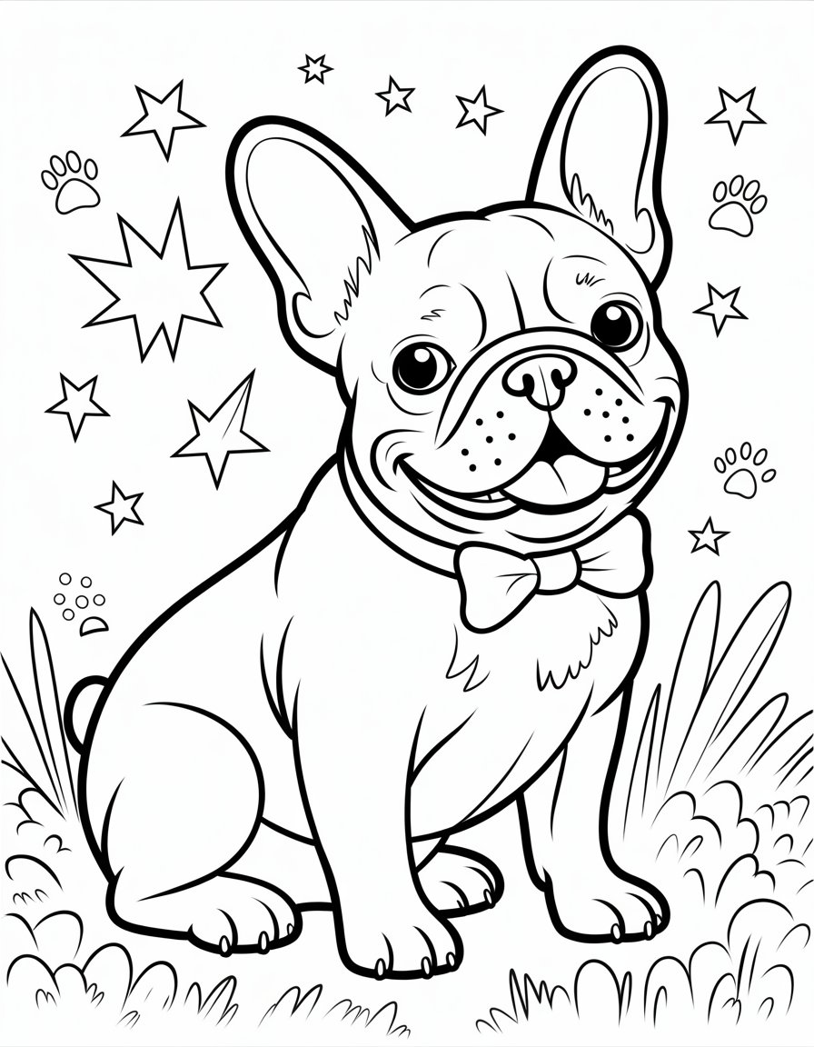 frenchie dog coloring page