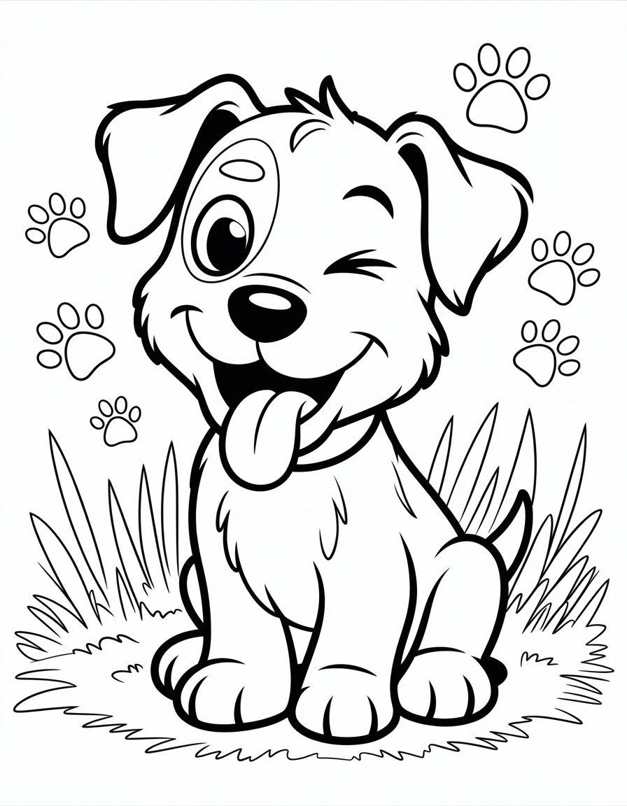 funny dog coloring page