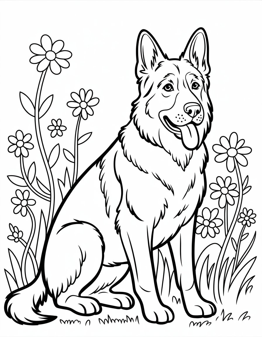 german shepherd dog coloring page
