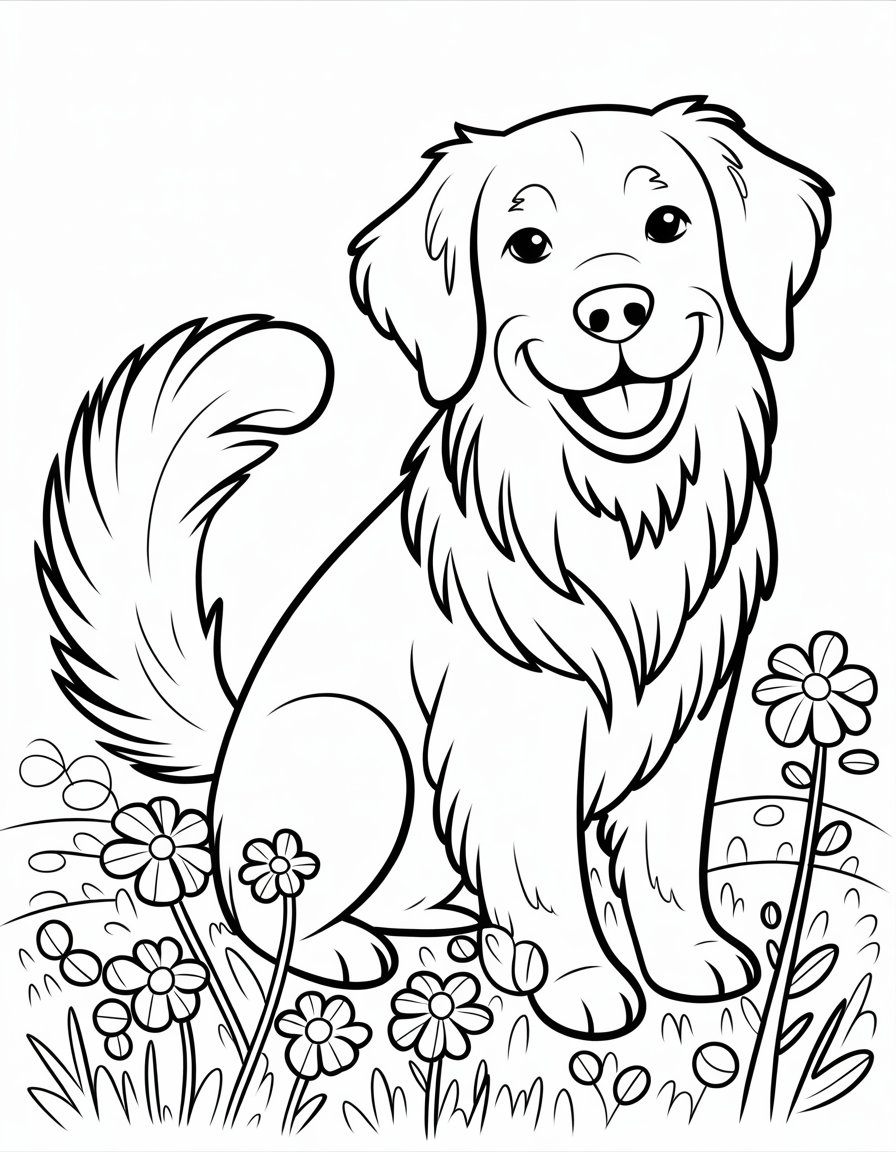 golden retriever dog coloring page