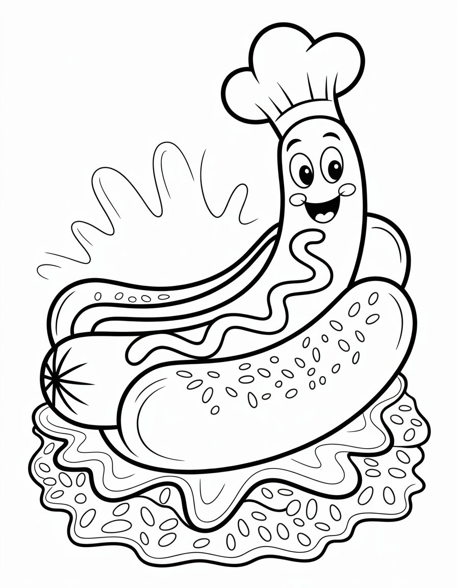 hot dog coloring page