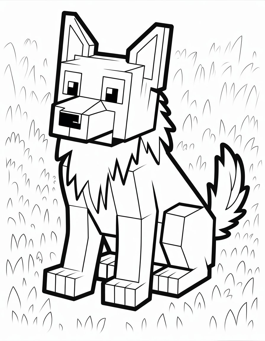 minecraft dog coloring page