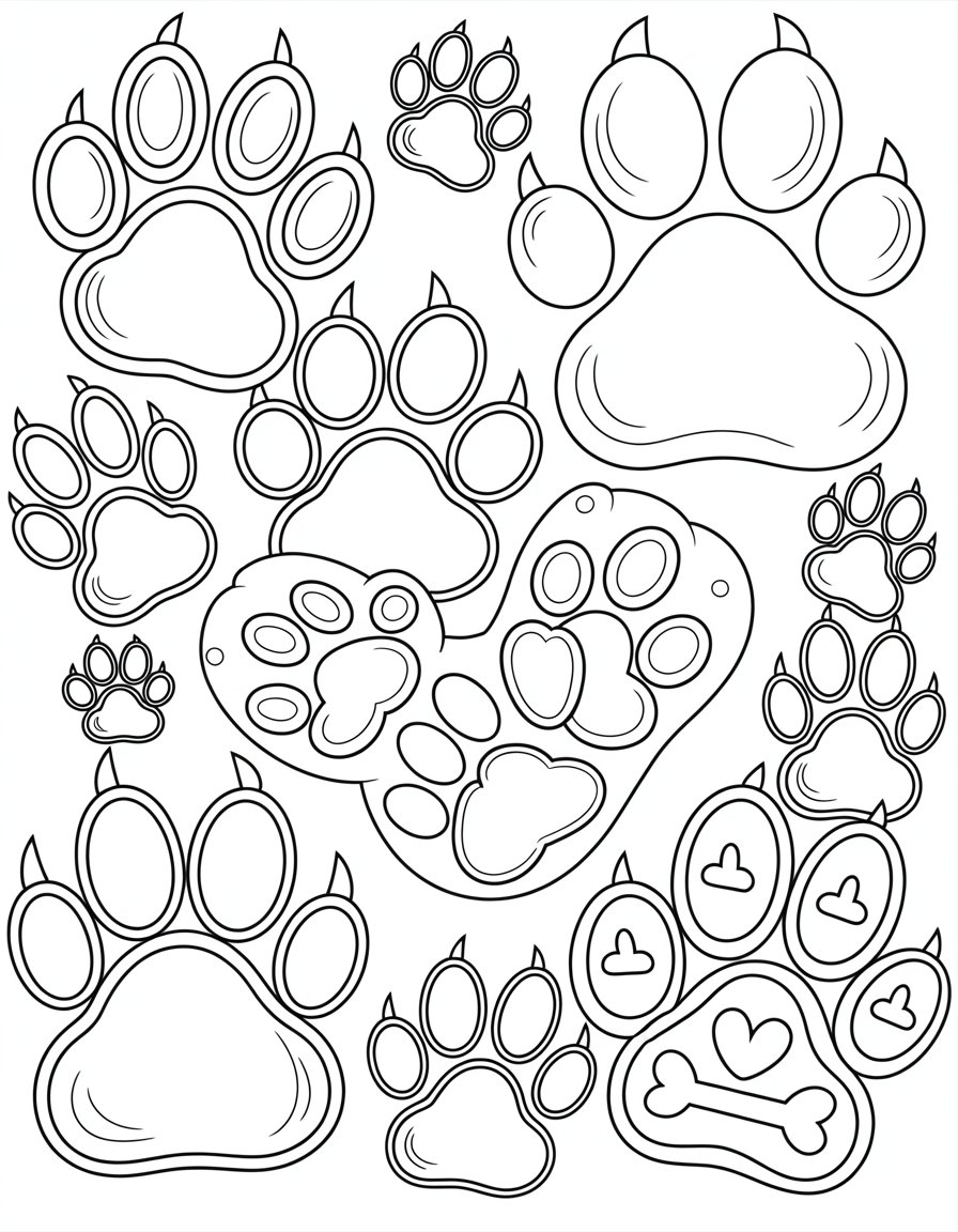 paw print coloring page