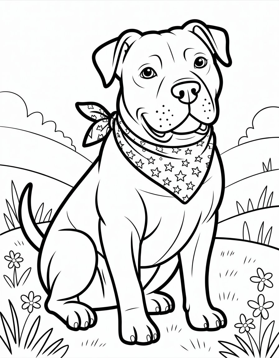 pitbull dog coloring page