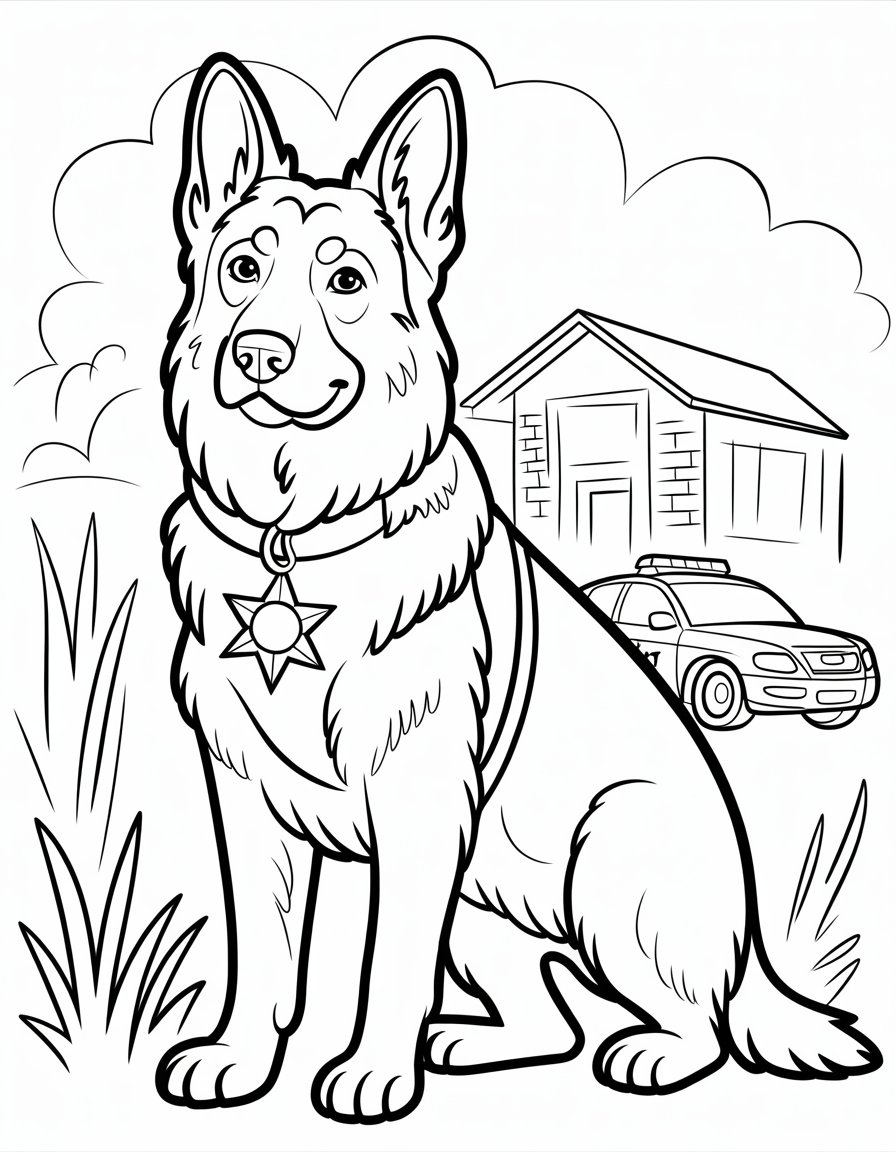 police dog coloring page