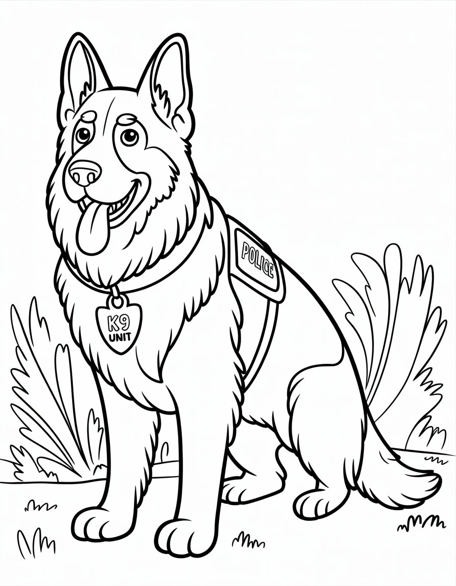 police dog german shepherd coloring page