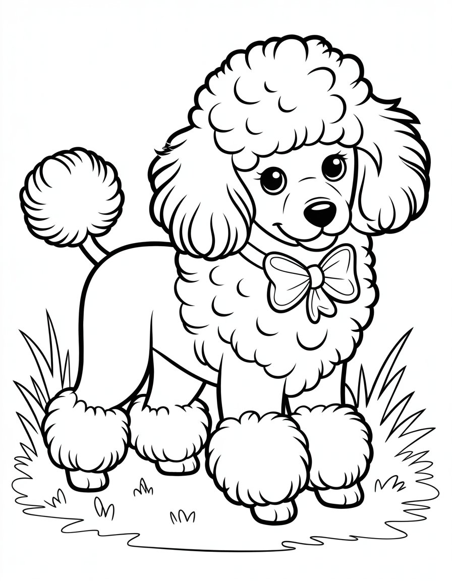 Poodle Coloring Puppy Pages Cartoon Printable Poodles Clipart Pretty 