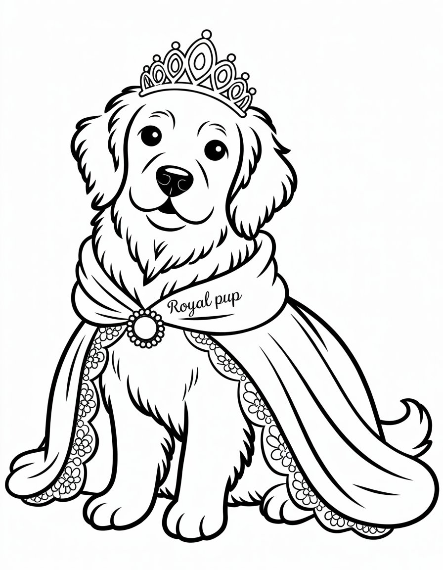 princess dog coloring page