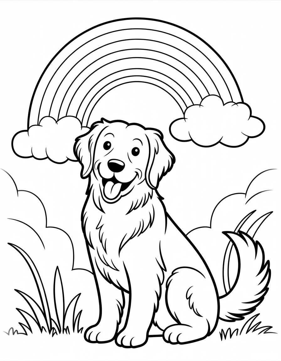 rainbow dog coloring page