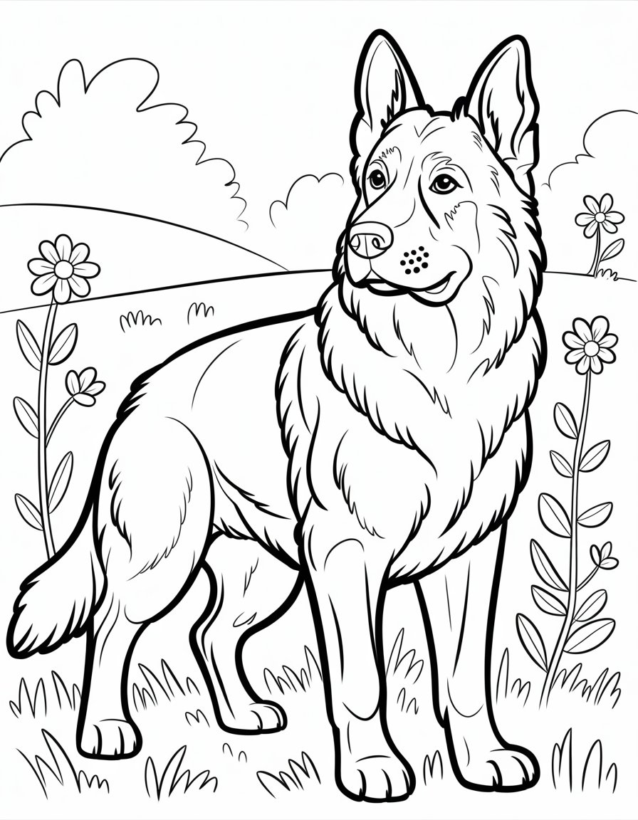 realistic dog coloring page