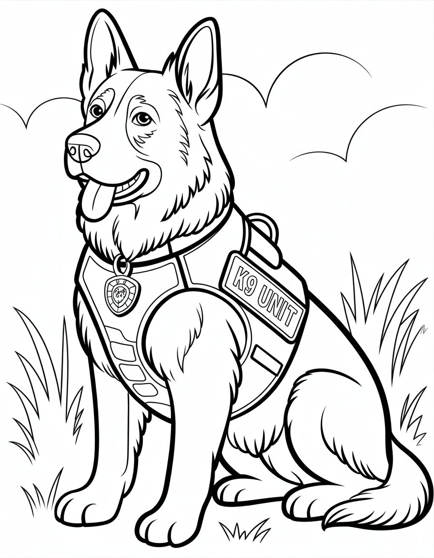 realistic police dog coloring page
