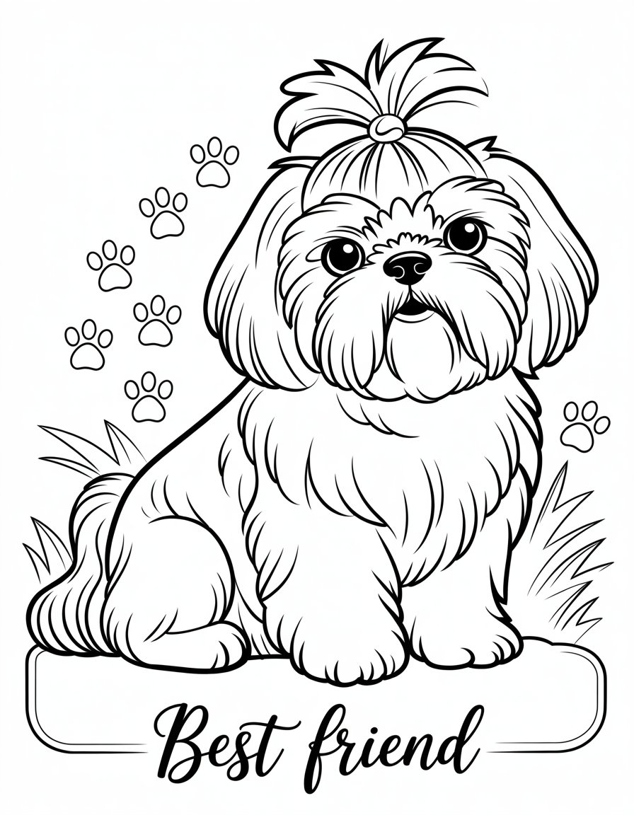 shih tzu dog coloring page