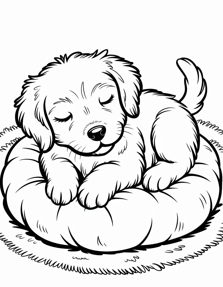 sleeping puppy coloring page