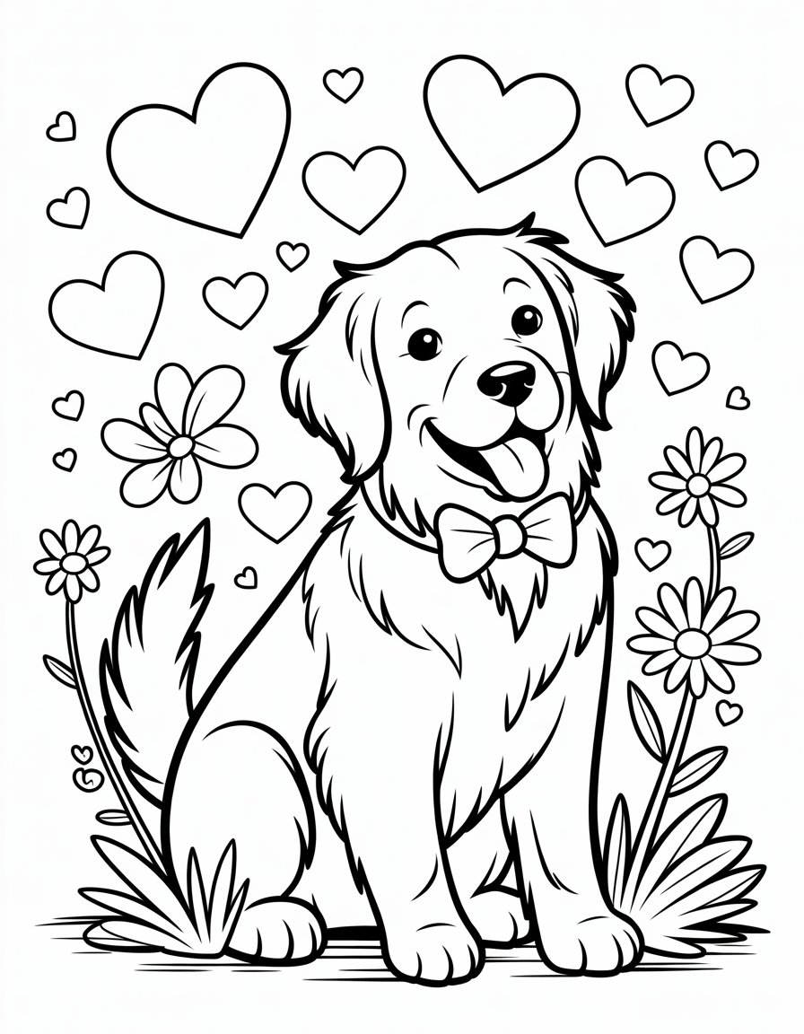 valentine dog coloring page