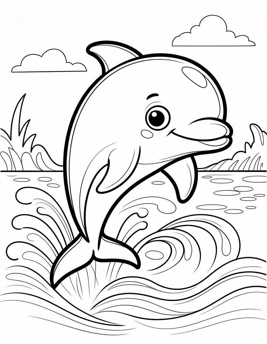 baby dolphin coloring page