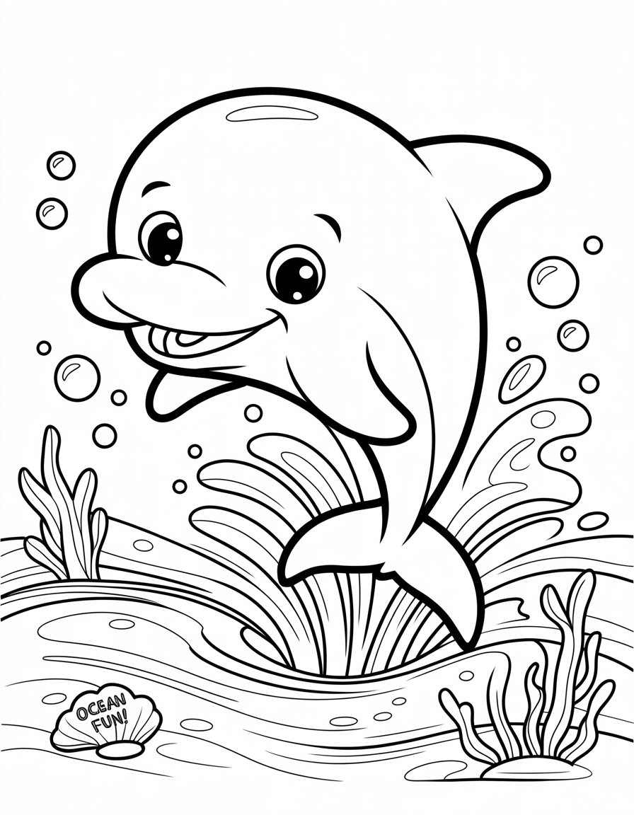 cute baby dolphin coloring page
