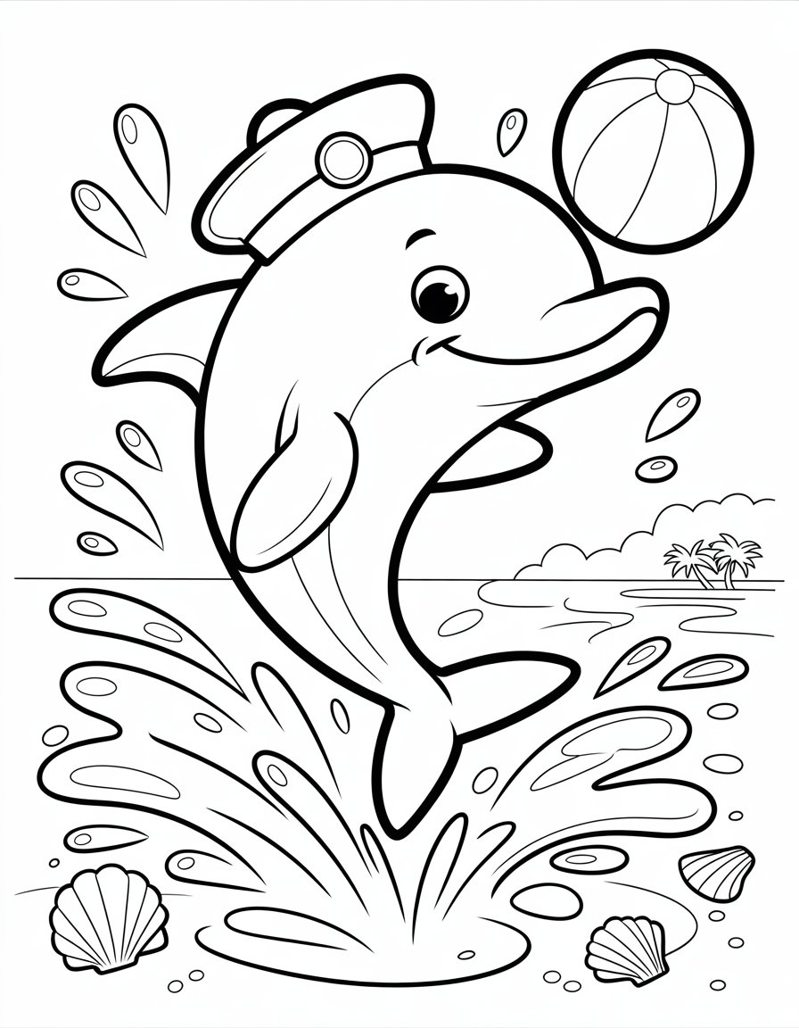 dolphin cartoon coloring page