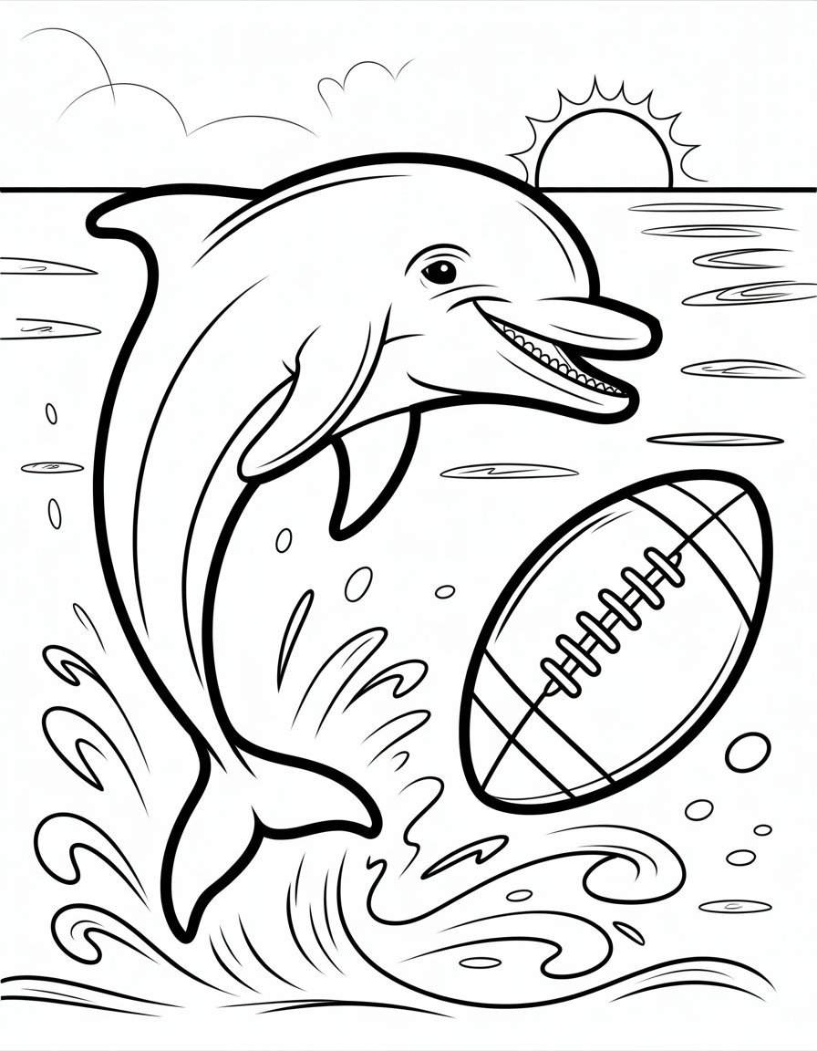 dolphin football coloring page