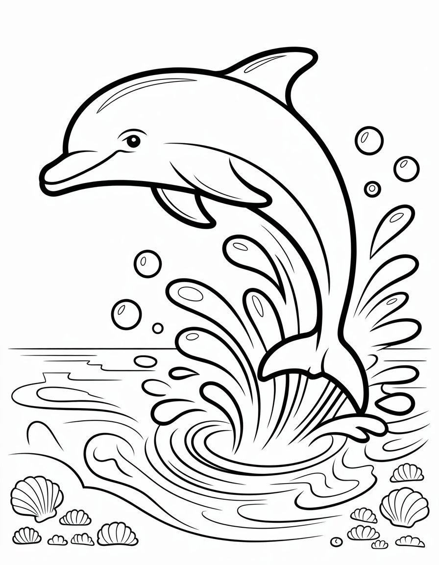 dolphin jumping out of the water coloring page