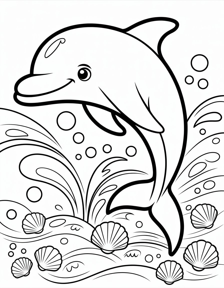 easy dolphin coloring page