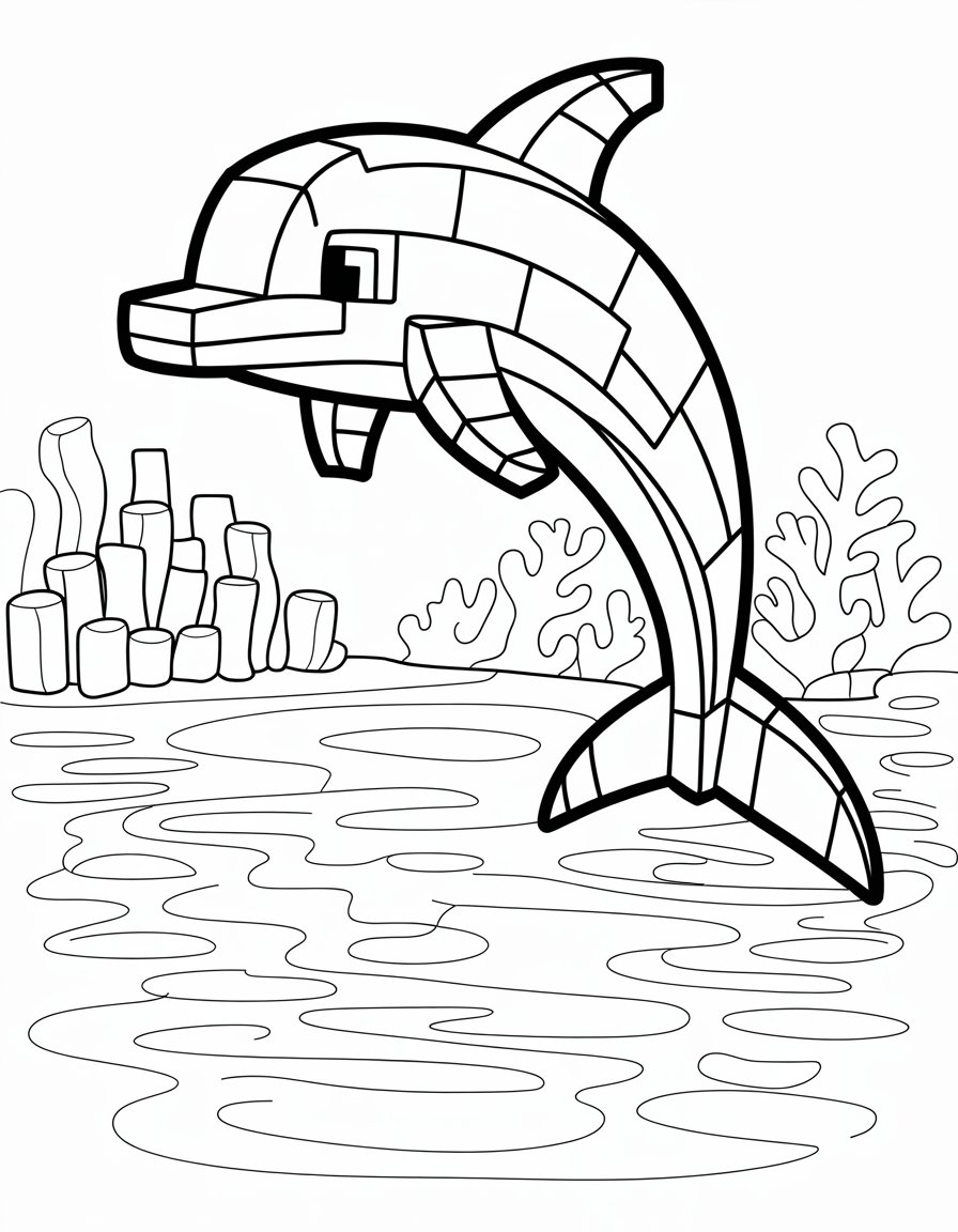 minecraft dolphin coloring page