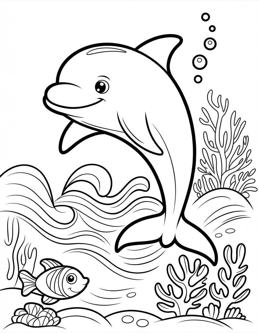pink dolphin coloring page
