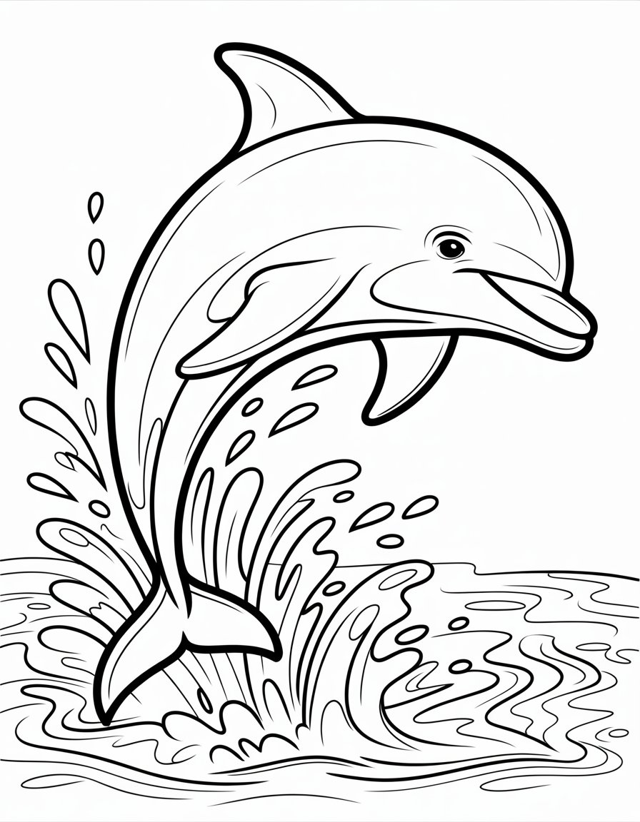 realistic jumping dolphin coloring page