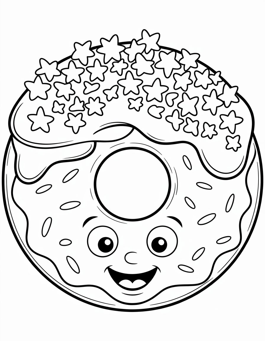 cute donut coloring page