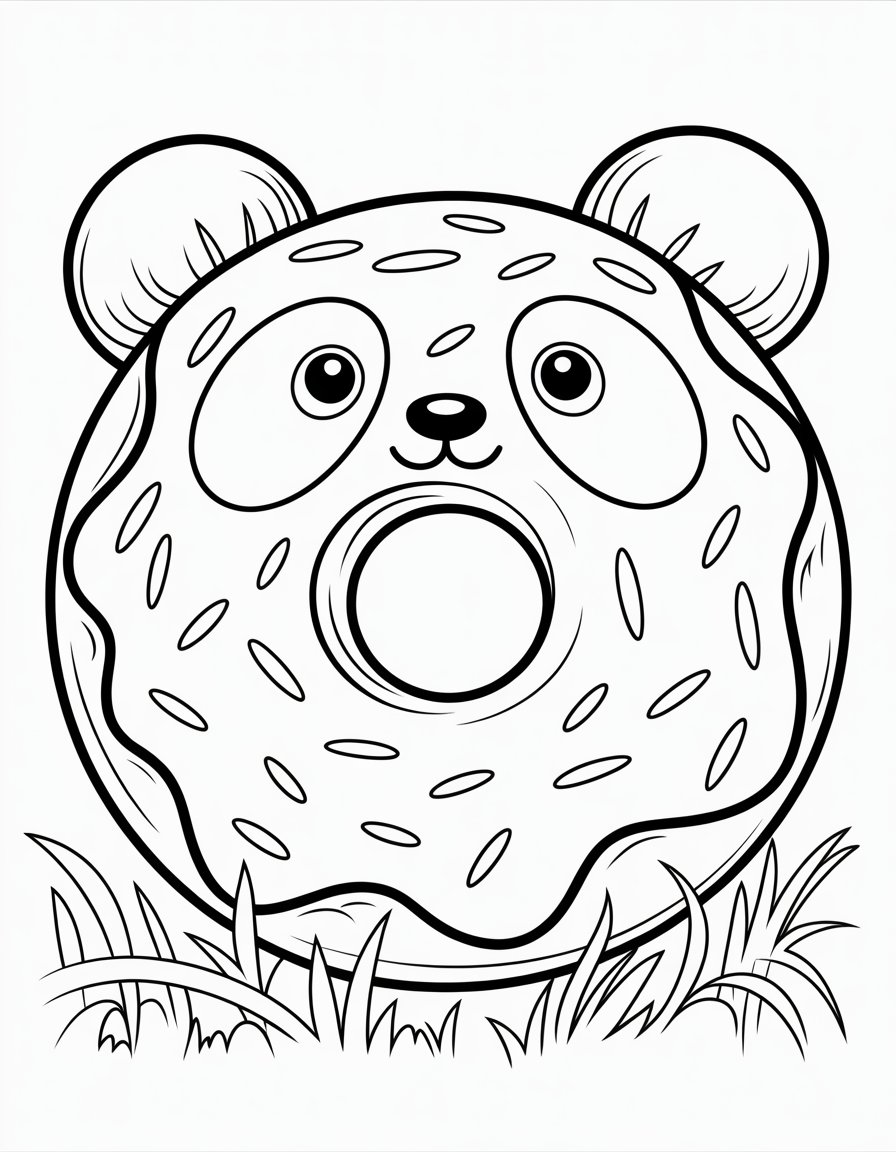 panda donut coloring page