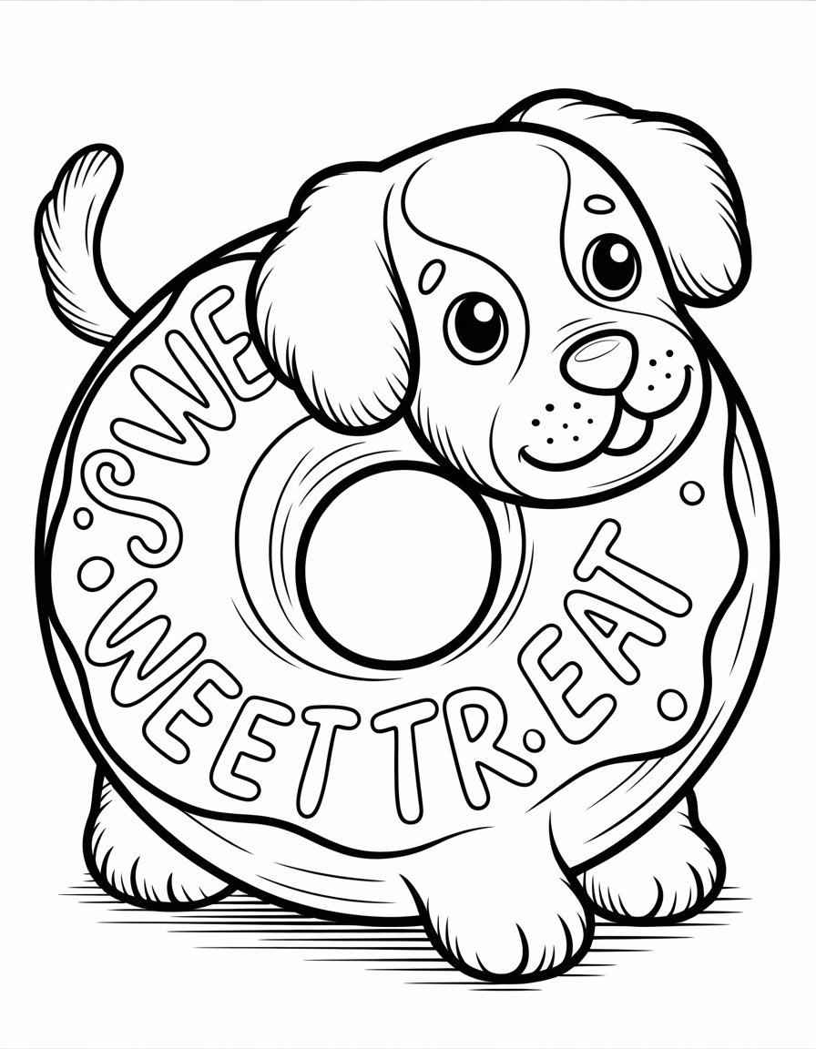 puppy donut coloring page