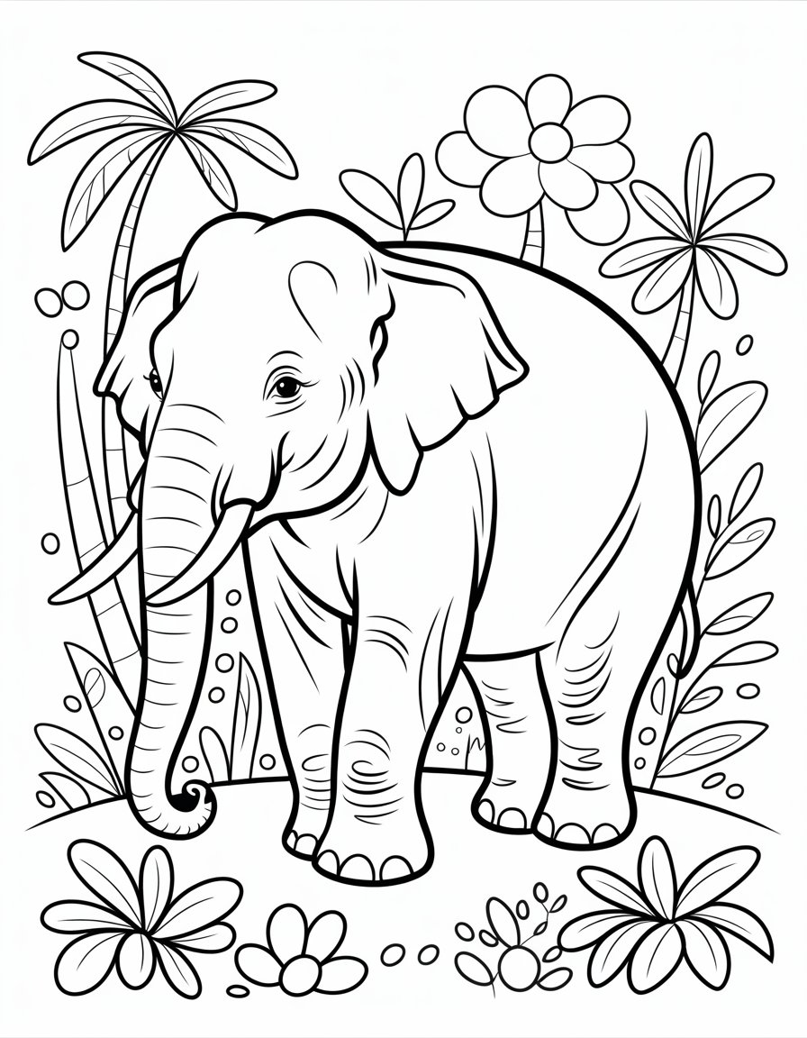 asian elephant coloring page