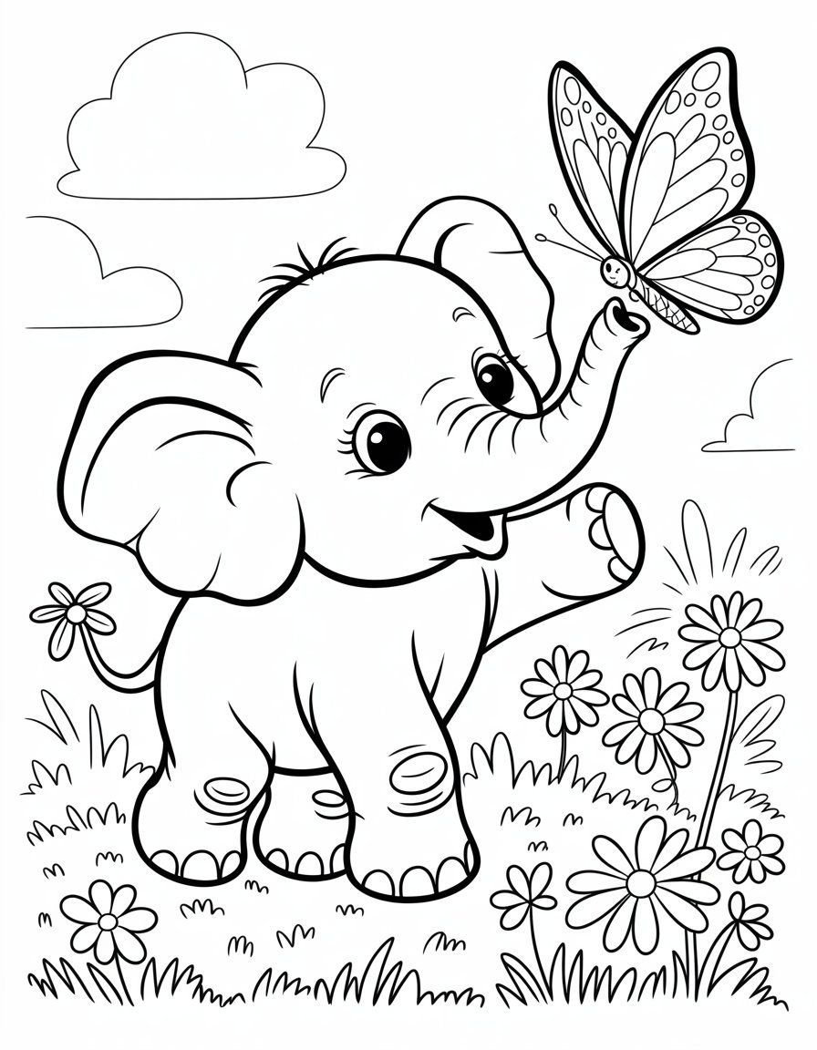 baby elephant coloring page
