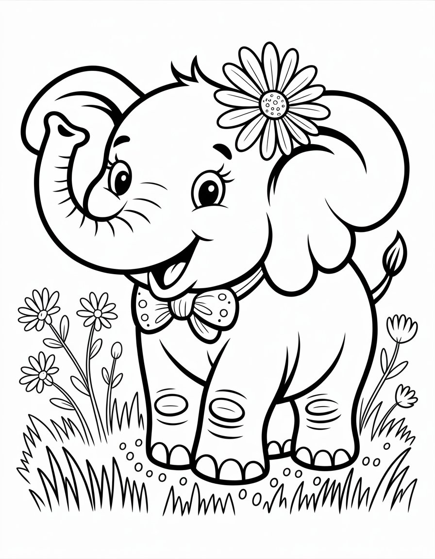 cartoon elephant coloring page
