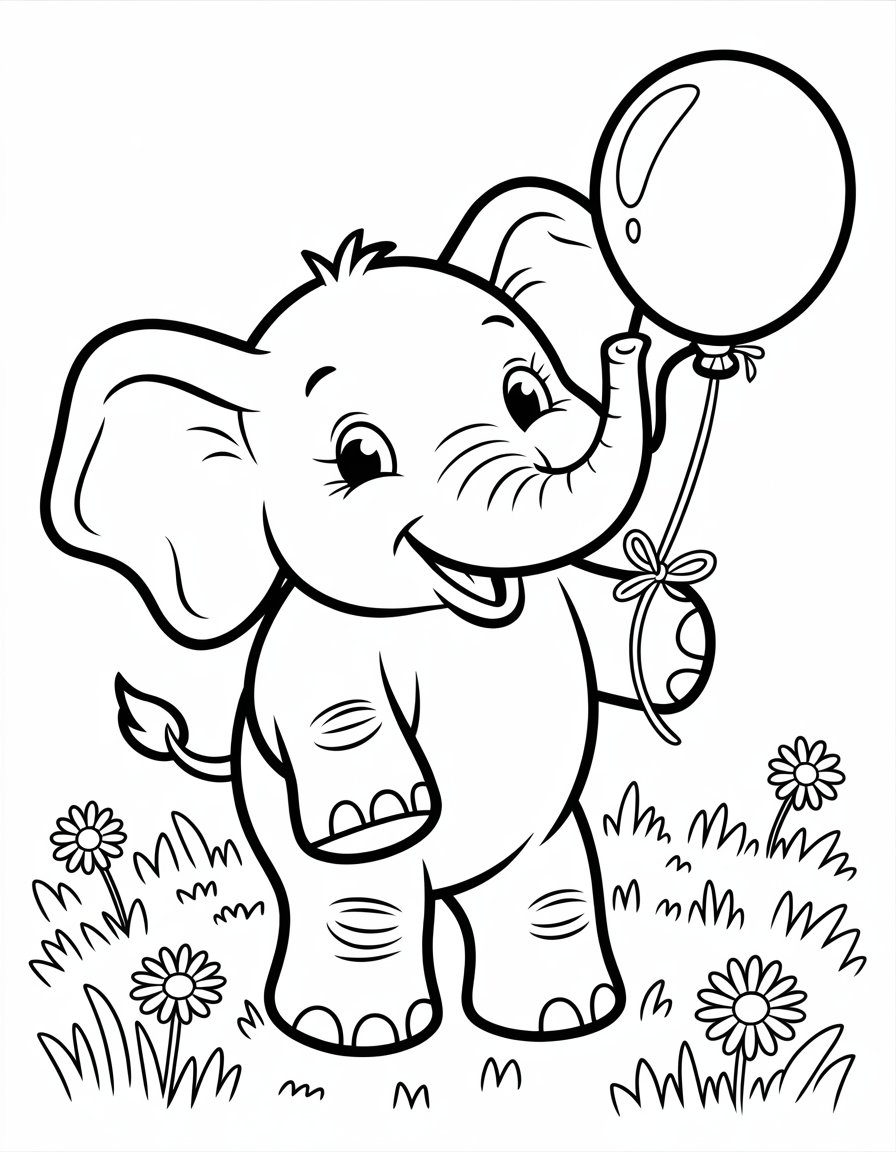 cute elephant coloring page