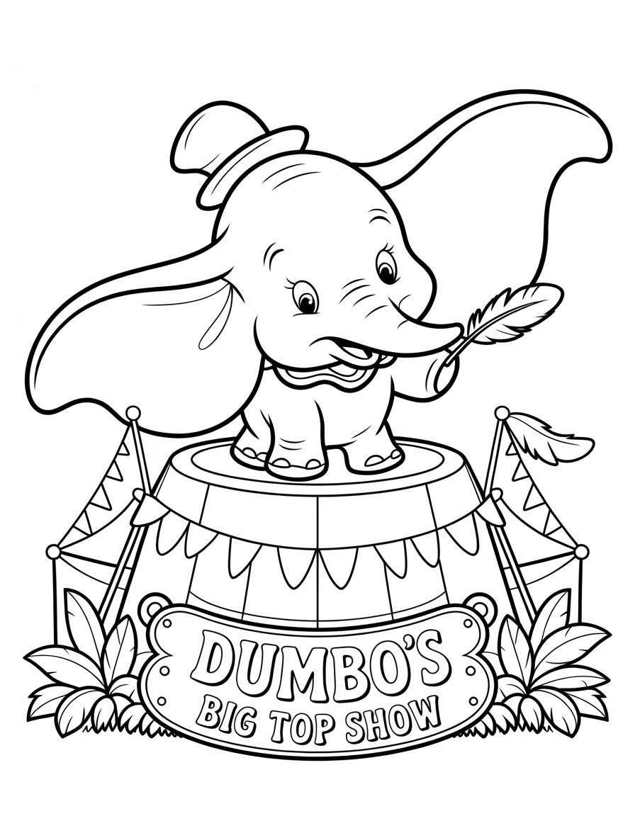 dumbo elephant coloring page