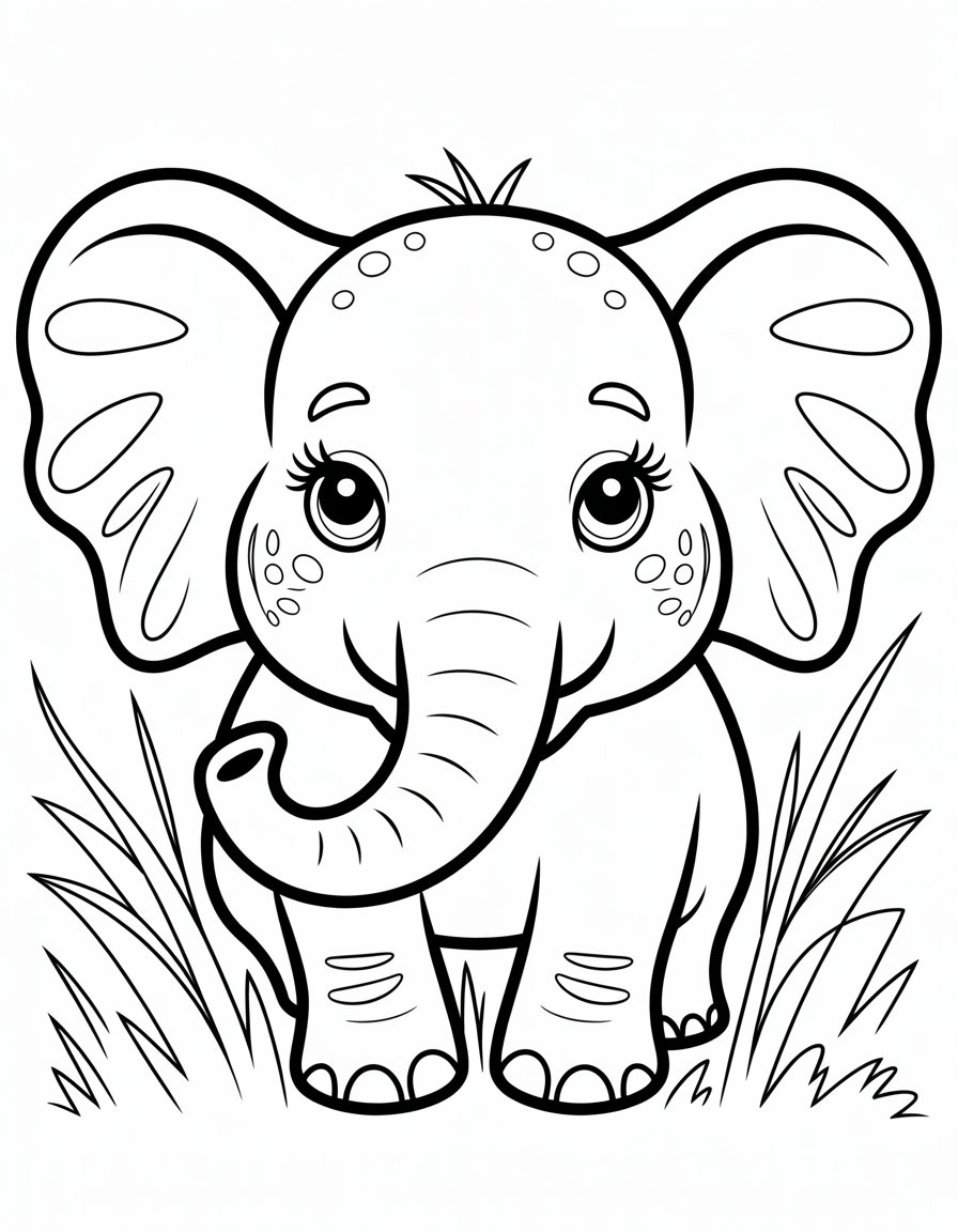 elephant face coloring page