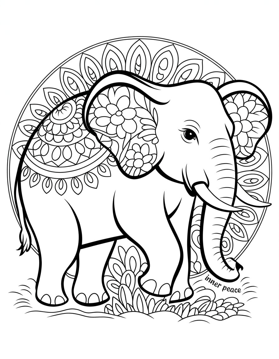 elephant mandala coloring page