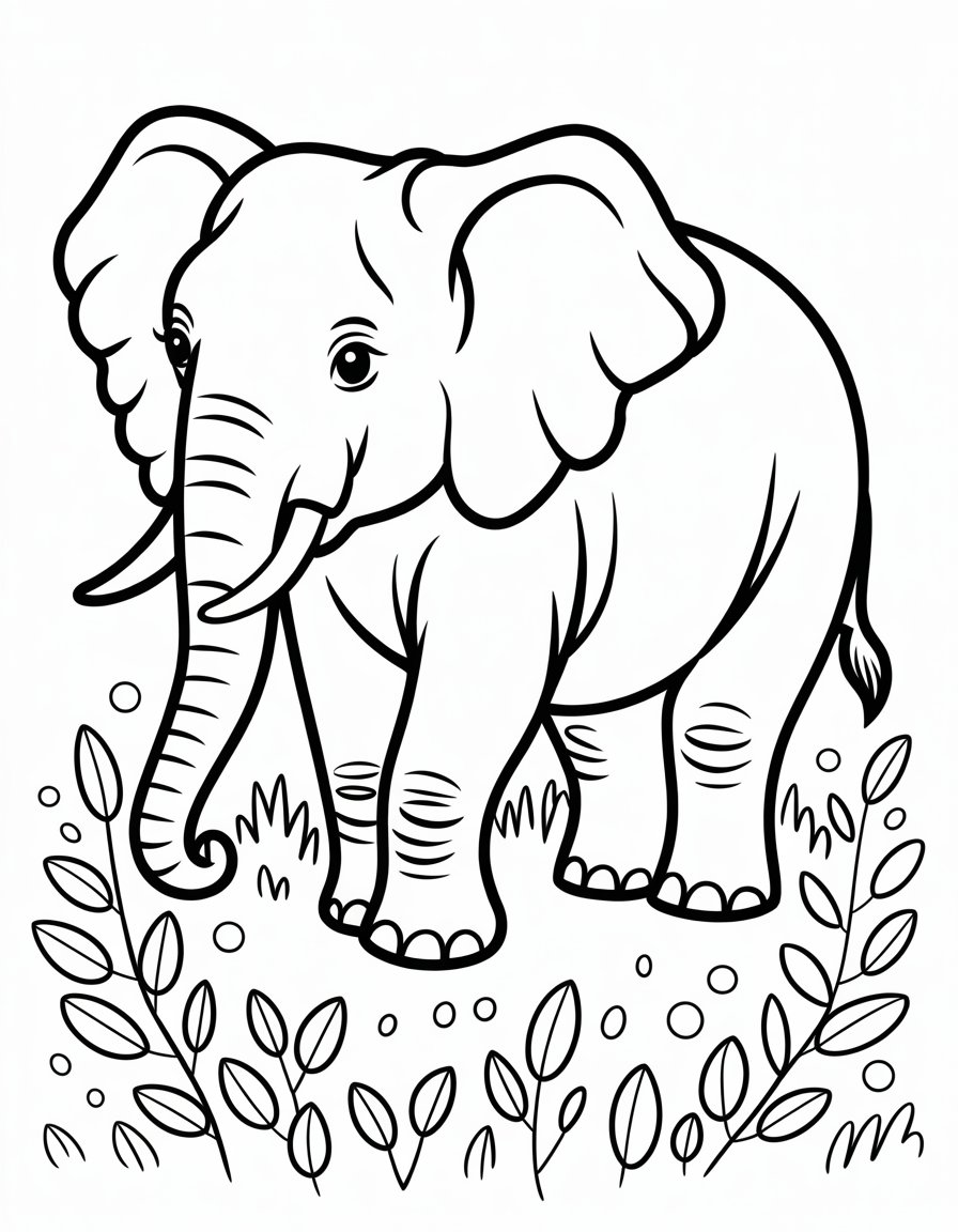 elephant outline coloring page