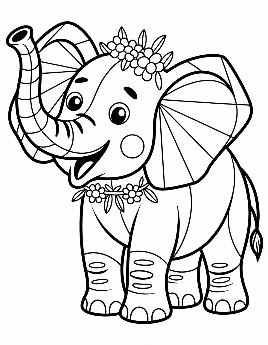 geometric elephant coloring page