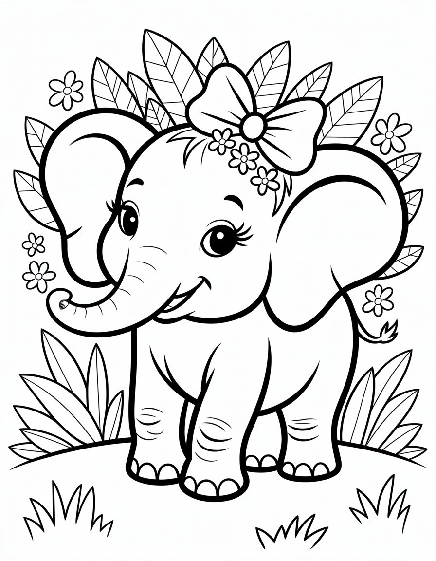 girl elephant coloring page