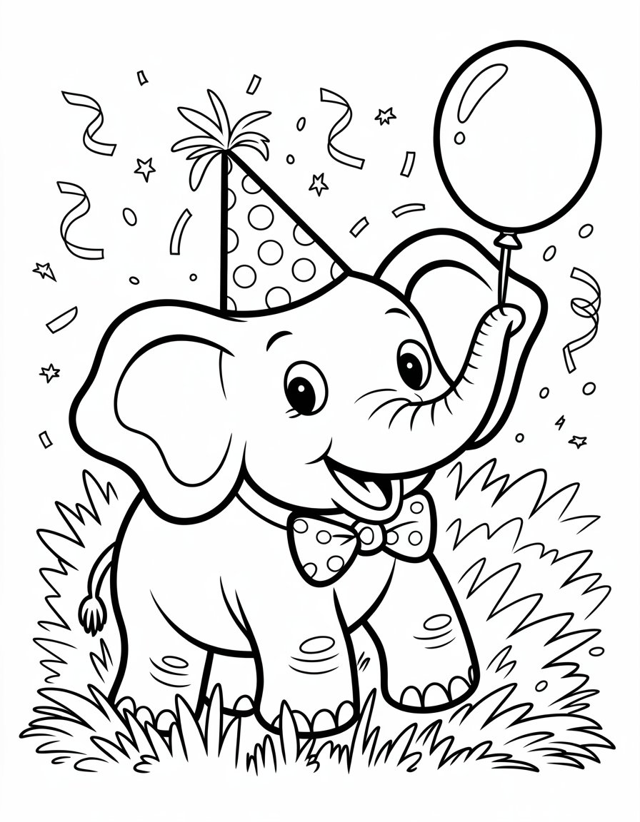 happy birthday elephant coloring page