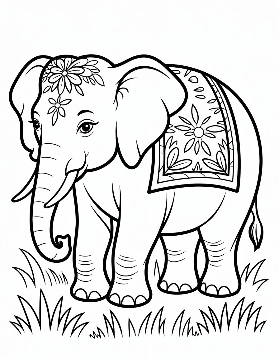 indian elephant coloring page