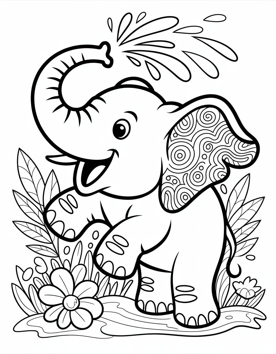 psychedelic elephant coloring page